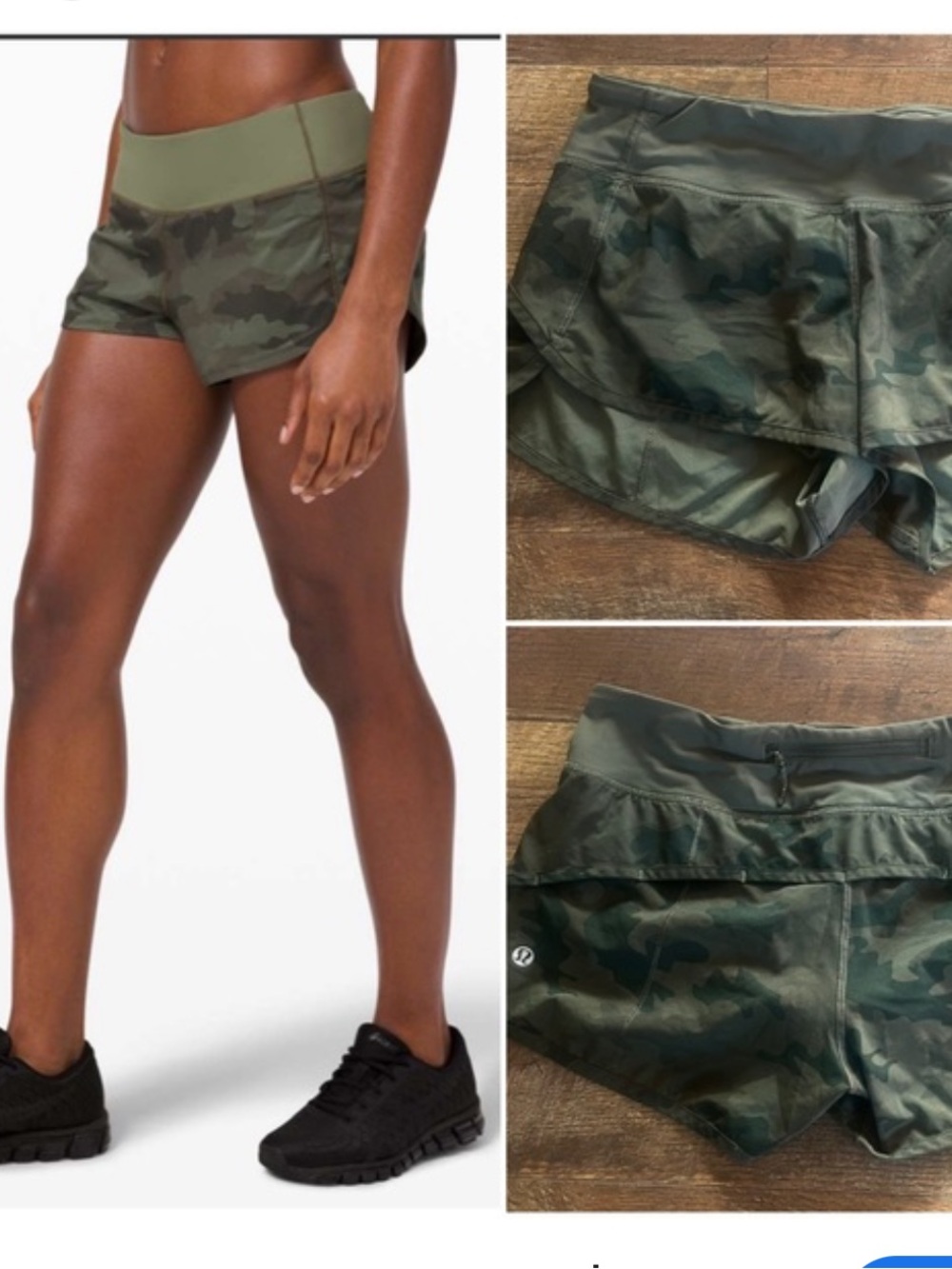 lululemon athletica Olive Green Camo Athletic Shorts